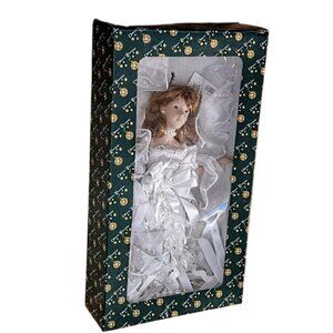 Vintage Dillard's Trimmings Porcelain Half-body Redhead Christmas Angel